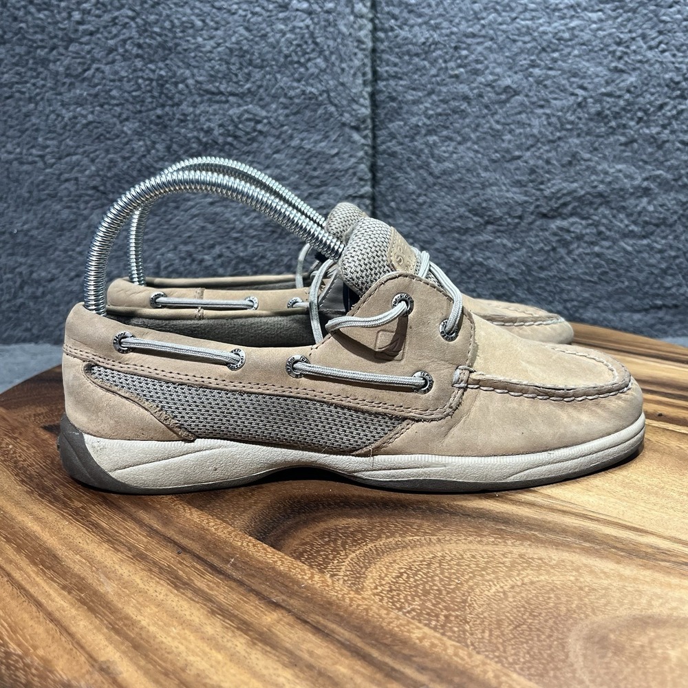 Sperry Top Sider Shoes Womens 7.5 Linen Oat Boat Shoe Lace‎ Up 9774329